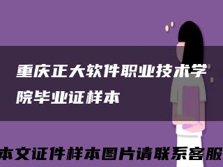 重慶正大軟件職業技術學院畢業證樣本縮略圖