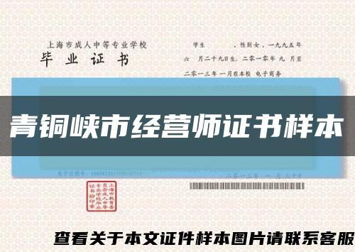 青銅峽市經營師證書樣本縮略圖