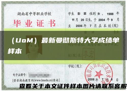 （UoM）最新曼徹斯特大學成績單樣本縮略圖