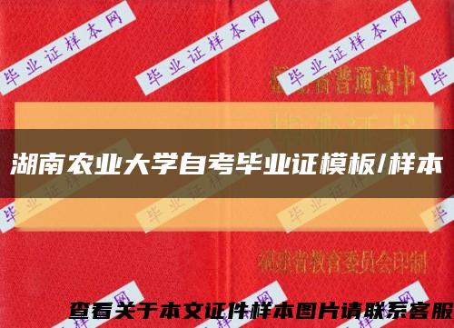 湖南農業大學自考畢業證模板/樣本縮略圖