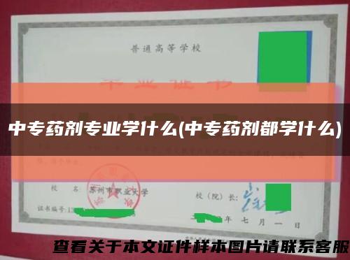 中專藥劑專業學什么(中專藥劑都學什么)縮略圖