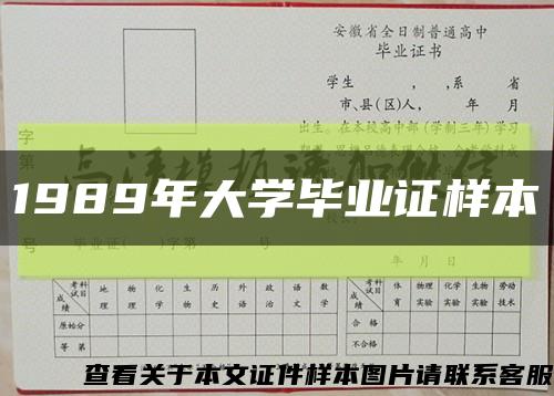 1989年大學畢業證樣本縮略圖
