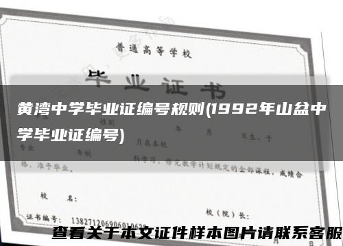 黃灣中學畢業證編號規則(1992年山盆中學畢業證編號)縮略圖