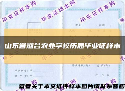 山東省煙臺農業學校歷屆畢業證樣本縮略圖