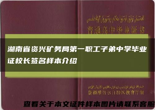 湖南省資興礦務局第一職工子弟中學畢業證校長簽名樣本介紹縮略圖