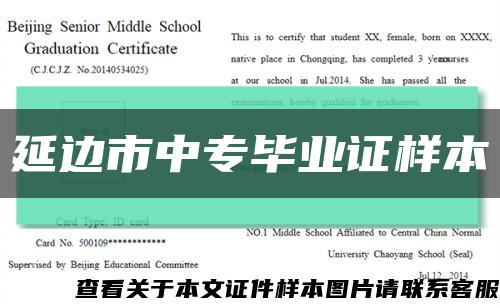 延邊市中專畢業證樣本縮略圖