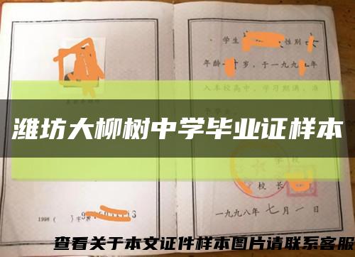 濰坊大柳樹中學畢業證樣本縮略圖