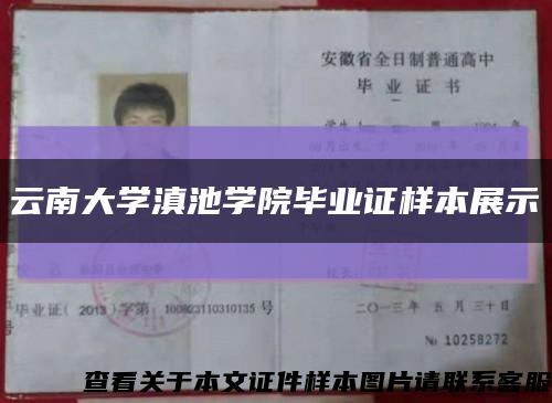 云南大學滇池學院畢業證樣本展示縮略圖