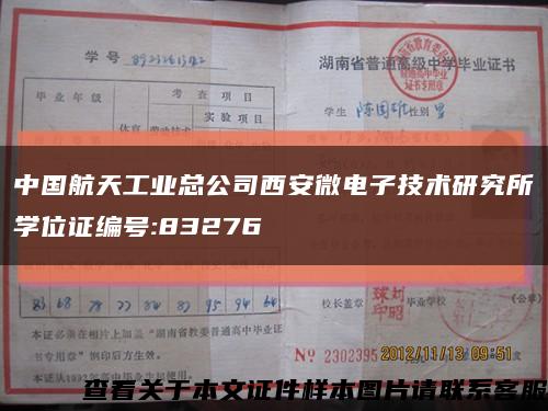中國航天工業總公司西安微電子技術研究所學位證編號:83276縮略圖