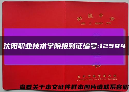 沈陽職業技術學院報到證編號:12594縮略圖