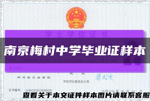 南京梅村中學畢業證樣本縮略圖