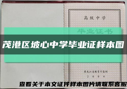 茂港區坡心中學畢業證樣本圖縮略圖