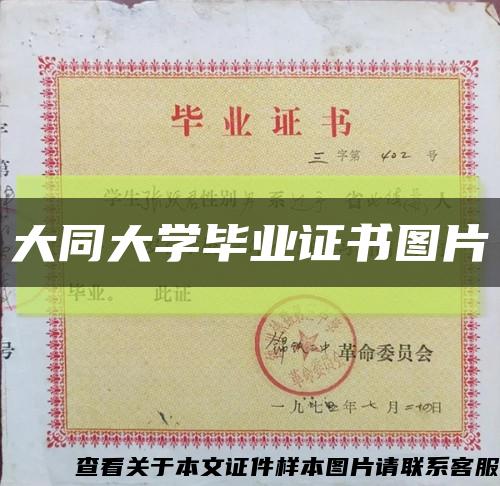 大同大學畢業證書圖片縮略圖