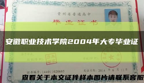 安徽職業技術學院2004年大專畢業證縮略圖