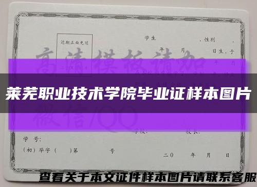 萊蕪職業技術學院畢業證樣本圖片縮略圖