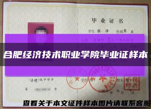 合肥經濟技術職業學院畢業證樣本縮略圖