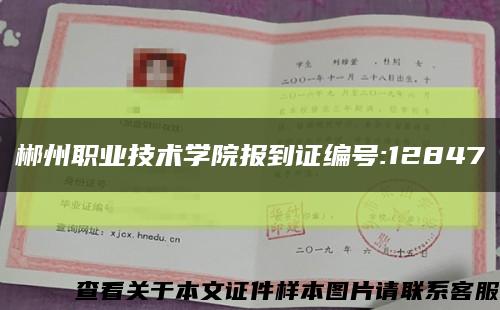 郴州職業技術學院報到證編號:12847縮略圖