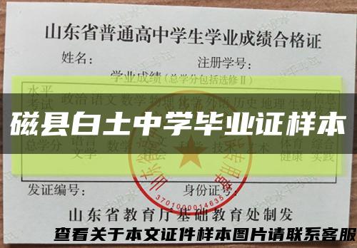 磁縣白土中學畢業證樣本縮略圖