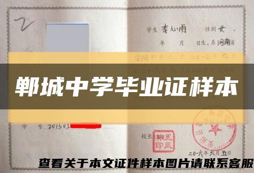 鄲城中學畢業證樣本縮略圖