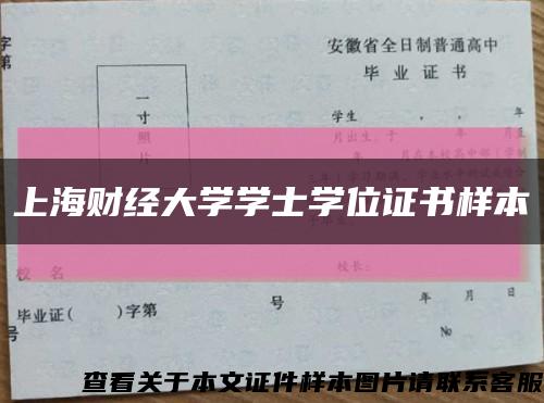 上海財經大學學士學位證書樣本縮略圖