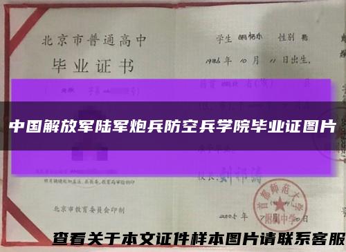中國解放軍陸軍炮兵防空兵學院畢業證圖片縮略圖