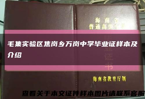 毛集實驗區焦崗鄉萬崗中學畢業證樣本及介紹縮略圖