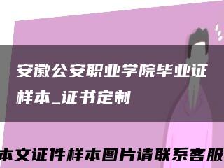 安徽公安職業學院畢業證樣本_證書定制縮略圖