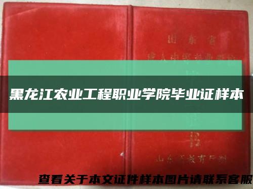 黑龍江農業工程職業學院畢業證樣本縮略圖