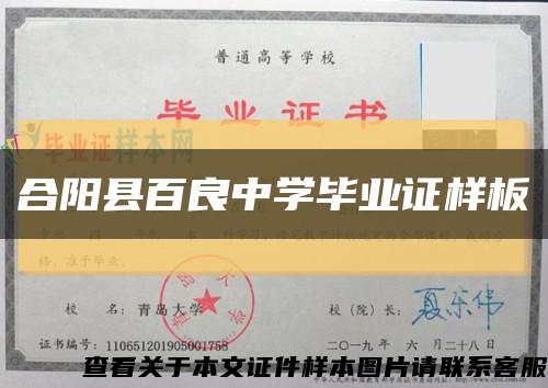 合陽縣百良中學畢業證樣板縮略圖