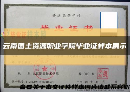 云南國土資源職業學院畢業證樣本展示縮略圖