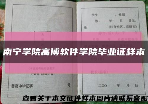 南寧學院高博軟件學院畢業證樣本縮略圖