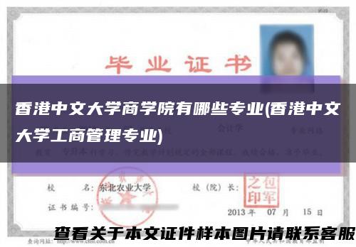 香港中文大學商學院有哪些專業(香港中文大學工商管理專業)縮略圖
