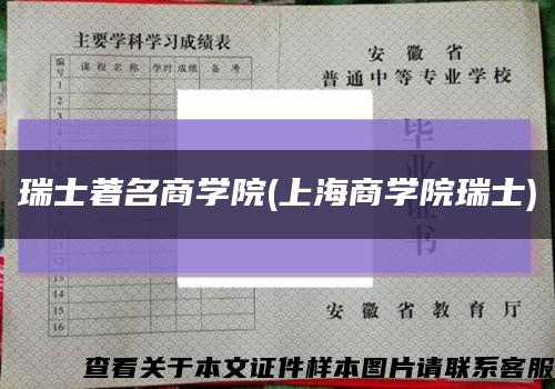 瑞士著名商學院(上海商學院瑞士)縮略圖