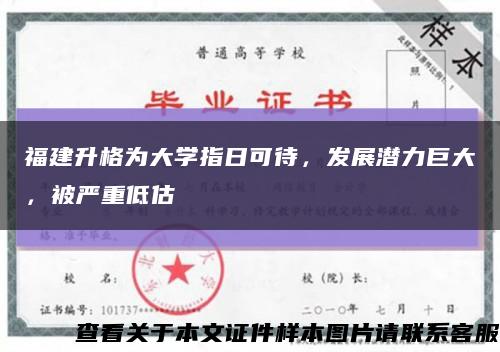 福建升格為大學指日可待，發展潛力巨大，被嚴重低估縮略圖