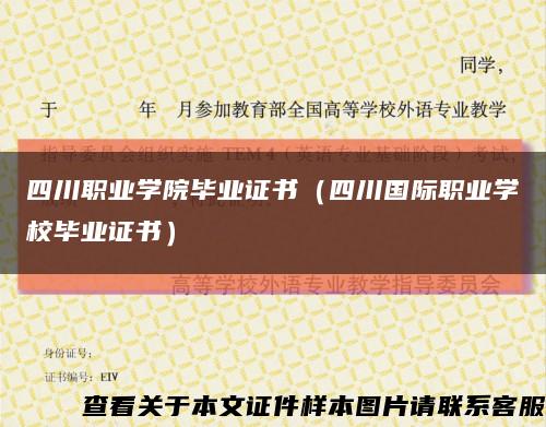 四川職業學院畢業證書（四川國際職業學校畢業證書）縮略圖