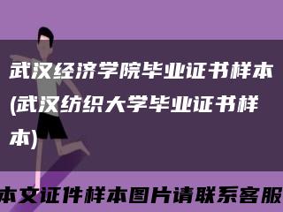 武漢經濟學院畢業證書樣本(武漢紡織大學畢業證書樣本)縮略圖
