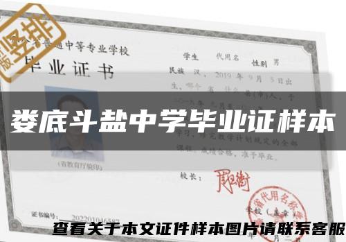 婁底斗鹽中學畢業證樣本縮略圖