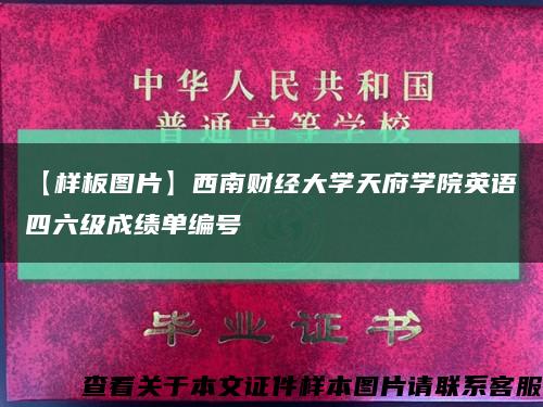 【樣板圖片】西南財經大學天府學院英語四六級成績單編號縮略圖
