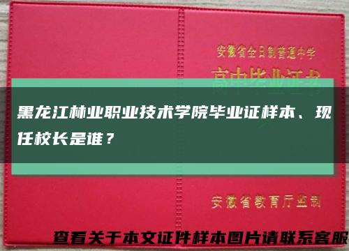 黑龍江林業職業技術學院畢業證樣本、現任校長是誰？縮略圖