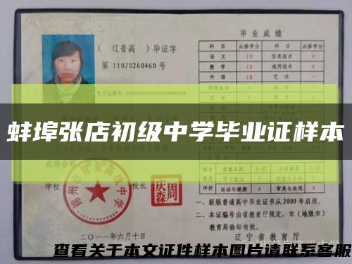 蚌埠張店初級中學畢業證樣本縮略圖