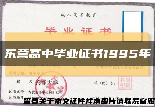 東營高中畢業證書1995年縮略圖
