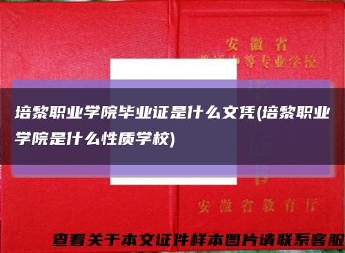 培黎職業學院畢業證是什么文憑(培黎職業學院是什么性質學校)縮略圖