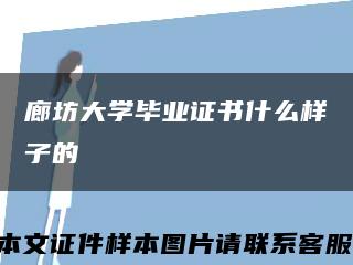 廊坊大學畢業證書什么樣子的縮略圖