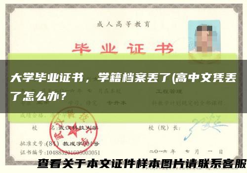 大學畢業證書，學籍檔案丟了(高中文憑丟了怎么辦？縮略圖