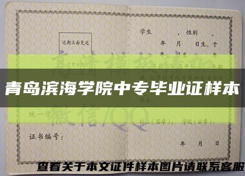 青島濱海學院中專畢業證樣本縮略圖