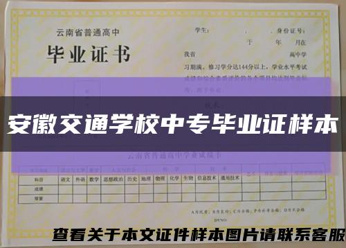 安徽交通學校中專畢業證樣本縮略圖