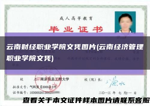 云南財經職業學院文憑圖片(云南經濟管理職業學院文憑)縮略圖
