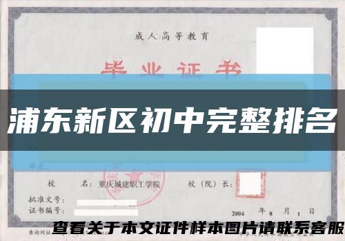 浦東新區初中完整排名縮略圖