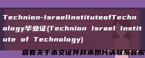 Technion-IsraelInstituteofTechnology畢業證(Technion Israel Institute of Technology)縮略圖