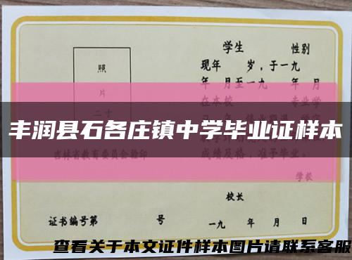 豐潤縣石各莊鎮中學畢業證樣本縮略圖